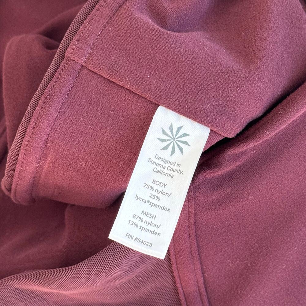 Athleta High Rise Leggings Laser Cut Mesh Trim Burgundy Sz S Yoga Gym - Picture 6 of 10